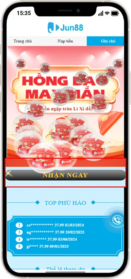 Bước 3: Chọn Hồng Bao bất kỳ và NHẬN NGAY